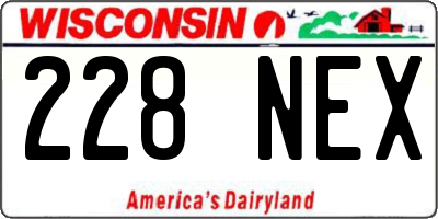 WI license plate 228NEX