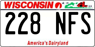 WI license plate 228NFS