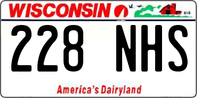 WI license plate 228NHS