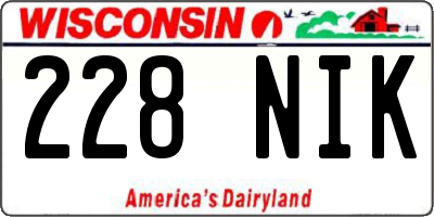 WI license plate 228NIK