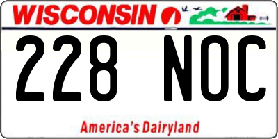 WI license plate 228NOC