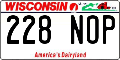 WI license plate 228NOP