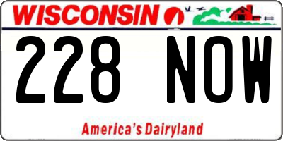 WI license plate 228NOW