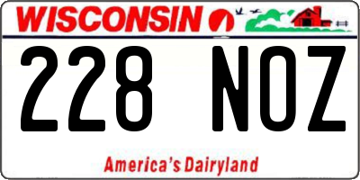 WI license plate 228NOZ