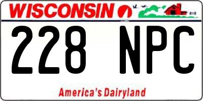 WI license plate 228NPC