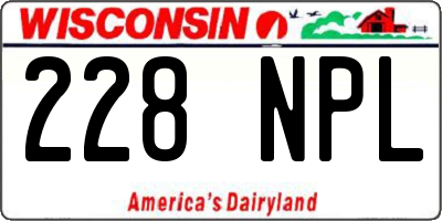 WI license plate 228NPL