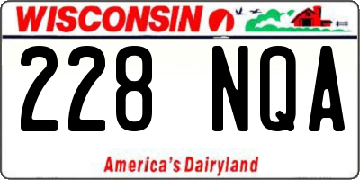 WI license plate 228NQA