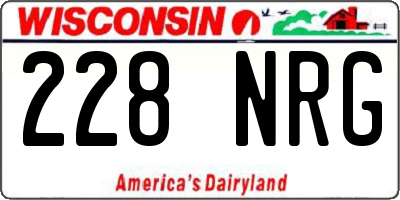 WI license plate 228NRG