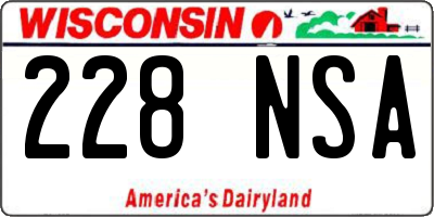 WI license plate 228NSA