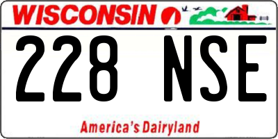 WI license plate 228NSE