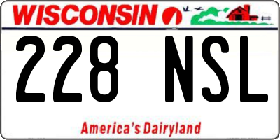 WI license plate 228NSL