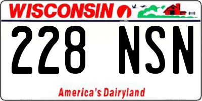 WI license plate 228NSN