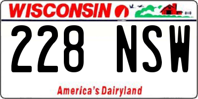 WI license plate 228NSW