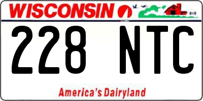 WI license plate 228NTC