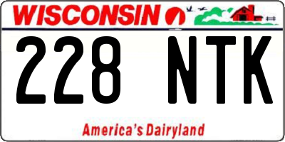 WI license plate 228NTK