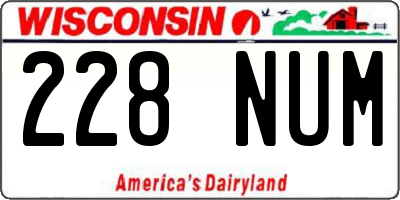 WI license plate 228NUM