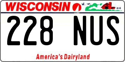WI license plate 228NUS