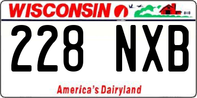 WI license plate 228NXB