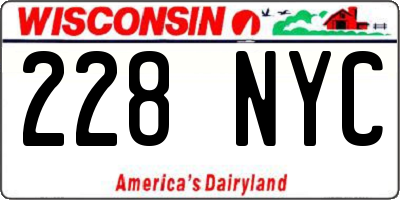 WI license plate 228NYC