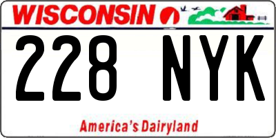 WI license plate 228NYK