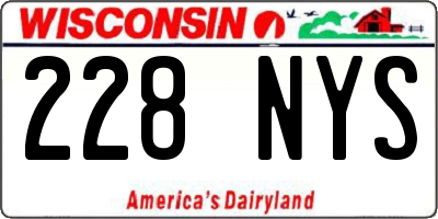WI license plate 228NYS