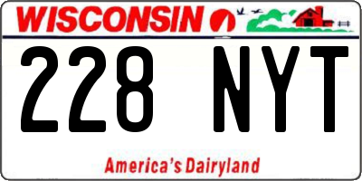 WI license plate 228NYT