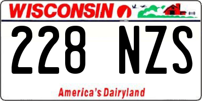 WI license plate 228NZS