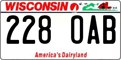WI license plate 228OAB