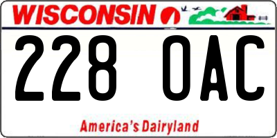 WI license plate 228OAC
