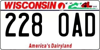 WI license plate 228OAD