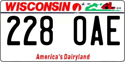 WI license plate 228OAE