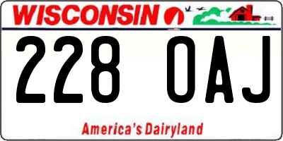 WI license plate 228OAJ