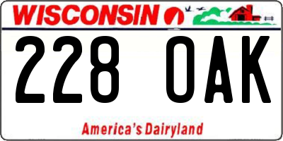 WI license plate 228OAK
