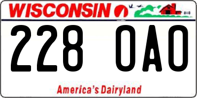 WI license plate 228OAO