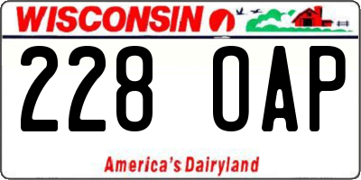 WI license plate 228OAP