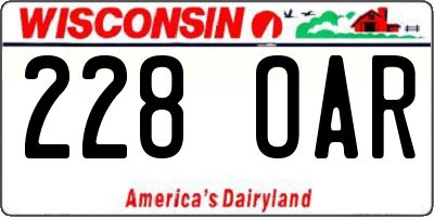 WI license plate 228OAR