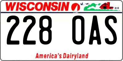 WI license plate 228OAS
