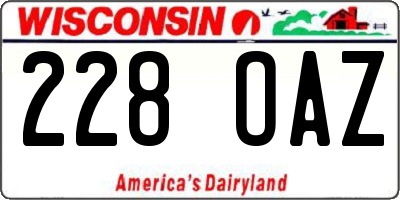 WI license plate 228OAZ