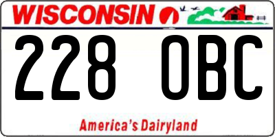 WI license plate 228OBC