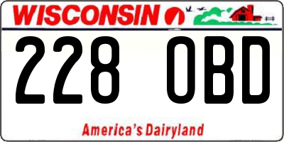 WI license plate 228OBD