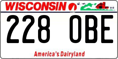 WI license plate 228OBE