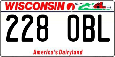 WI license plate 228OBL