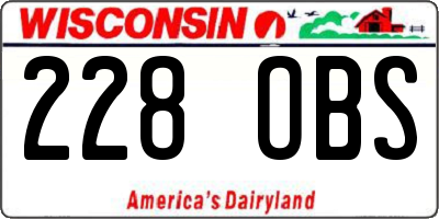 WI license plate 228OBS
