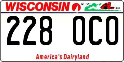 WI license plate 228OCO