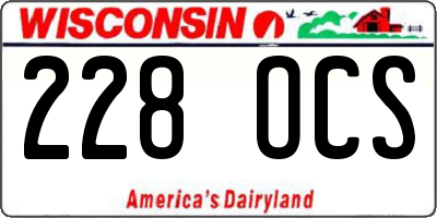 WI license plate 228OCS