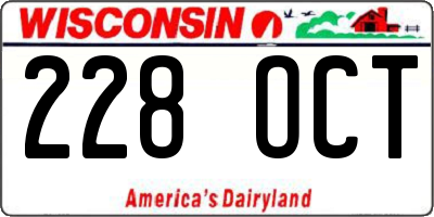 WI license plate 228OCT