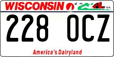 WI license plate 228OCZ