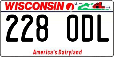 WI license plate 228ODL