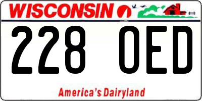 WI license plate 228OED