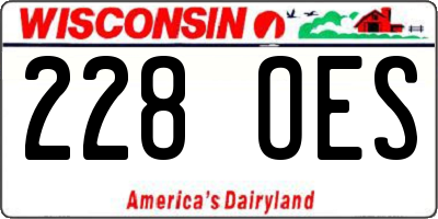 WI license plate 228OES